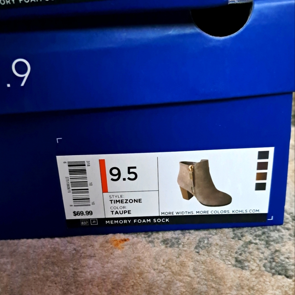 A.N.A SIZE 9 TAN OPEN TOE BOOTIES.